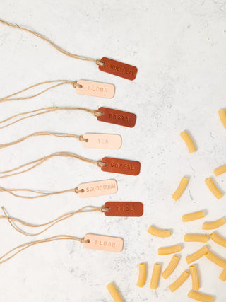 Handmade Leather Pantry Labels