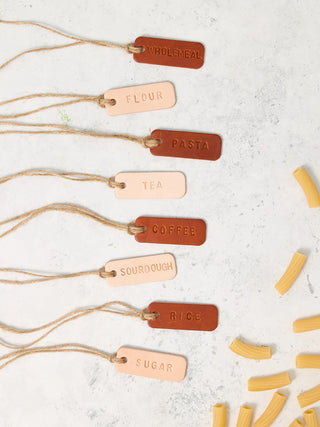 Handmade Leather Pantry Labels