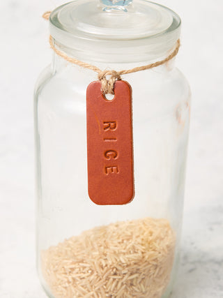 Handmade Leather Pantry Labels