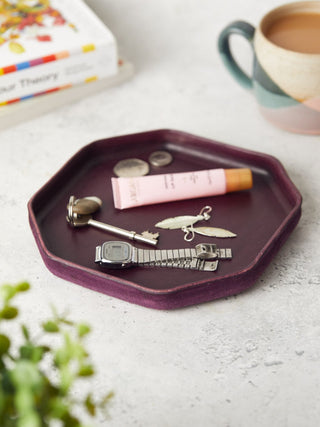 Handmade Octagon Leather Tray