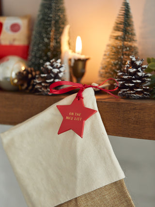 Nice List Leather Label for Stocking or Christmas Eve Basket.