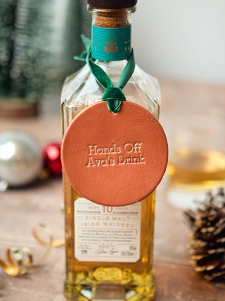 Large Luxury Leather Bottle Tag