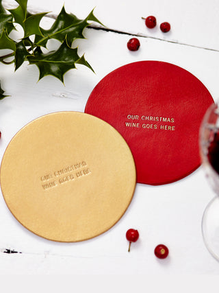 Hand Painted Personalised Leather Coaster