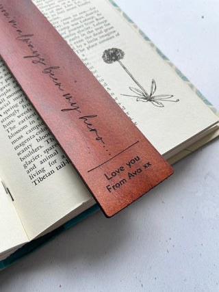Personalised Leather Bookmark, Reading Gift, Third Anniversary Gift, Father's Day Gift
