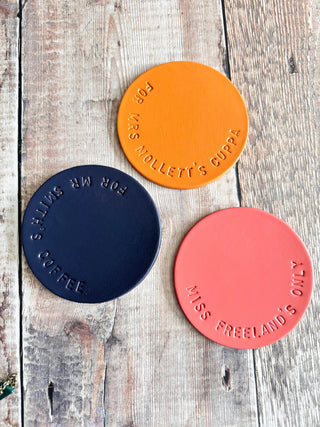 Leather Hand Stamped Coaster For Teacher