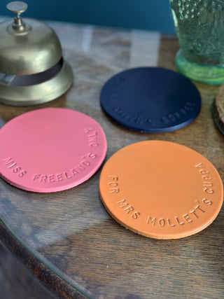 Leather Hand Stamped Coaster For Teacher