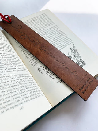 Personalised Leather Bookmark.