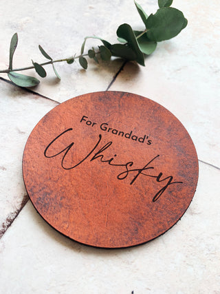 Personalised Dyed Cursive Leather Coaster