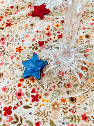 Marble Star Glass Charms set of 6