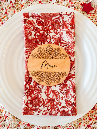 Wooden Personalised Coaster Place Setting