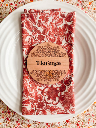 Cherry Wooden Personalised Coaster Place Setting