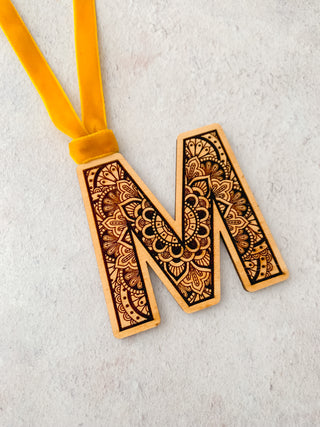 Monogram Mandala Wooden Christmas Decoration