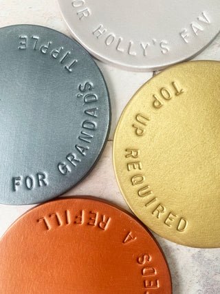 Christmas Metallic Hand Stamped Leather Coasters