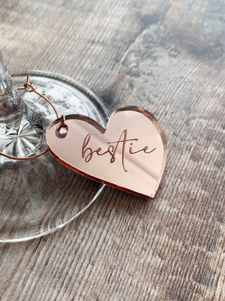 Valentines Day Melting Heart Wine Glass Charm, perfect for Anniversaries.