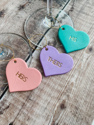 Personalised Valentines Day Leather Heart Wine Glass Charm.