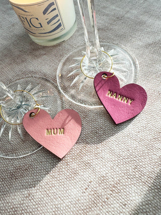 Special Occasion Valentines Day Heart Leather Wine Glass Charm