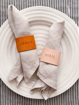 Personalised Leather Napkin Rings – Hand Stamped Table Decor, Custom Place Settings