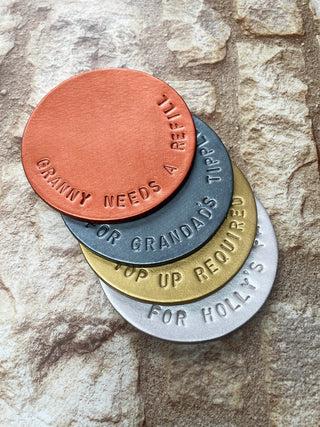 Christmas Metallic Hand Stamped Leather Coasters