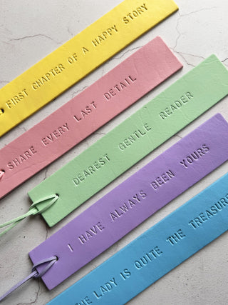 Pastel Personalised Hand Painted Leather Bookmark