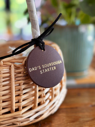 Personalised Leather Circle Label For Dad