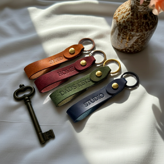 Stamped Personalised Loop Leather Keyring