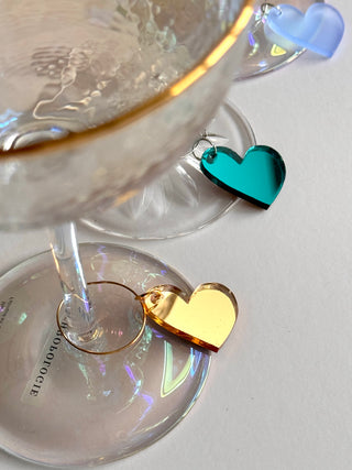 Mini Melting Heart Wine Glass Charms Set.