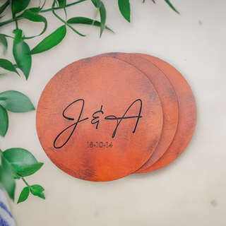 Personalised Engraved Couple Initials Anniversary Coasters