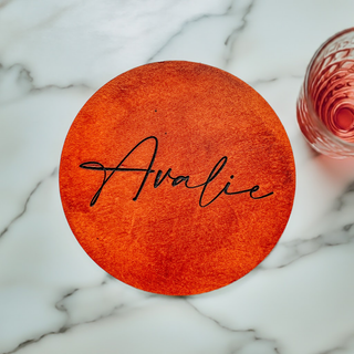 Engraved Leather Name Coaster