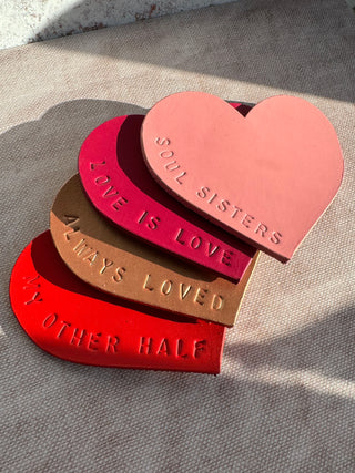 Leather Love Friendship Heart Coaster