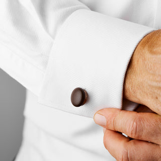 Black Leather Covered Cufflinks - 3rd anniversary gifts