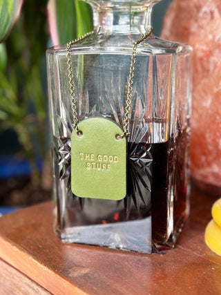 Painted Leather Bottle Tag - Personalised gifts for the home - gifts for the bar - little extra gifts - Father’s Day gifts