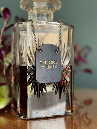 Painted Leather Bottle Tag - Personalised gifts for the home - gifts for the bar - little extra gifts - Father’s Day gifts