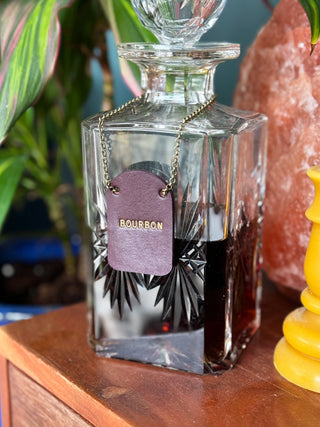 Painted Leather Bottle Tag - Personalised gifts for the home - gifts for the bar - little extra gifts - Father’s Day gifts