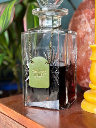 Painted Leather Bottle Tag - Personalised gifts for the home - gifts for the bar - little extra gifts - Father’s Day gifts