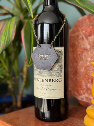 Hexagon Leather Bottle Tag - Personalised gifts for the home - gifts for the bar - little extra gifts - Father’s Day gifts