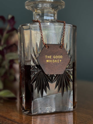 Hexagon Leather Bottle Tag - Personalised gifts for the home - gifts for the bar - little extra gifts - Father’s Day gifts