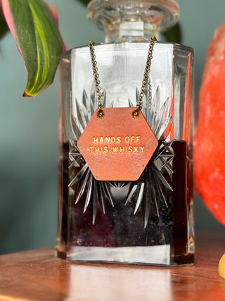 Hexagon Leather Bottle Tag - Personalised gifts for the home - gifts for the bar - little extra gifts - Father’s Day gifts