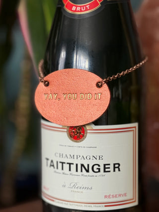 Oval Leather Bottle Tag - Personalised gifts for the home - gifts for the bar - little extra gifts - Father’s Day gifts