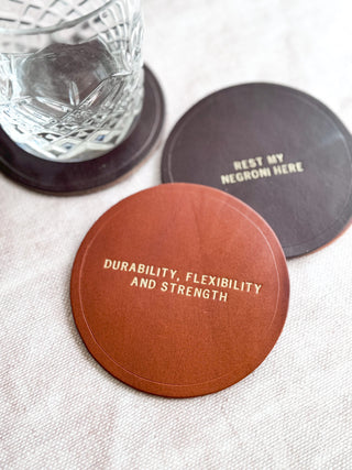 Luxe 3rd Wedding Anniversary Leather Coasters, Father's Day Gift.