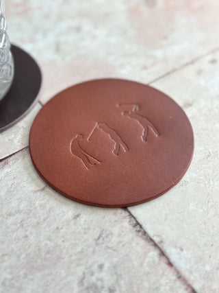 Gift for Golfers, leather coaster golf gift. Perfect Father's Day gift and golf gift for Grandpa.