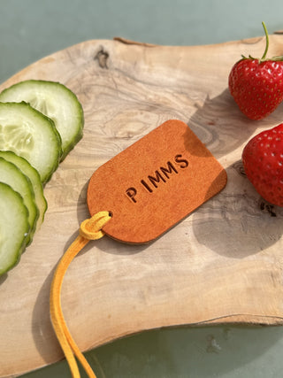 Hand Stamped Leather Glass Charm