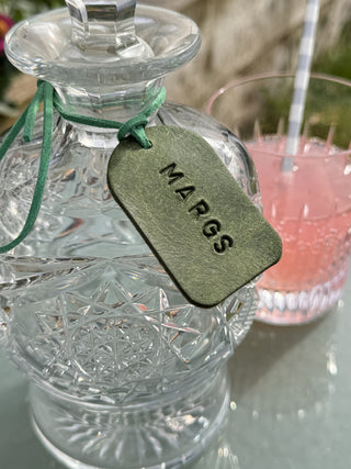 Hand Stamped Leather Glass Charm