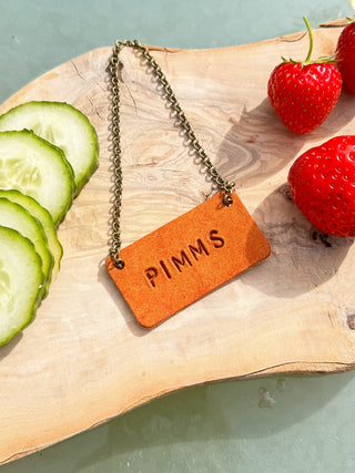 Hand Stamped Leather Decanter Tag, Housewarming gifts, Garden Party.