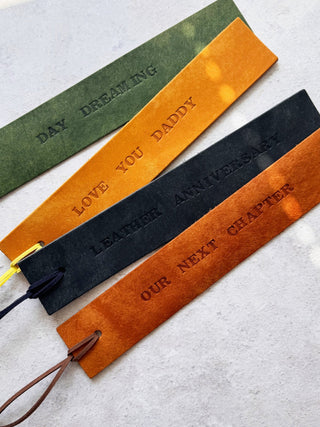 Hand stamped leather bookmakr