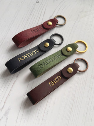Stamped Personalised Loop Leather Keyring