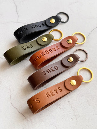 Classic Personalised Loop Leather Keyring