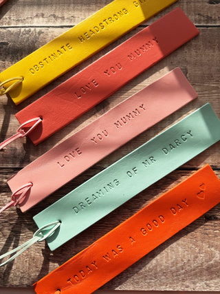 Mother's Day Personalised Hand Painted Leather Bookmark For Mum