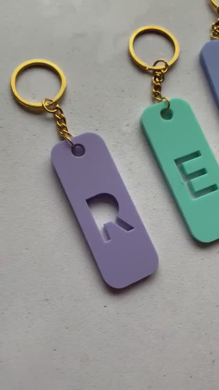 Acrylic Pastel Monogram keyring, keychain, stocking filler. Gift for her, initial gift.