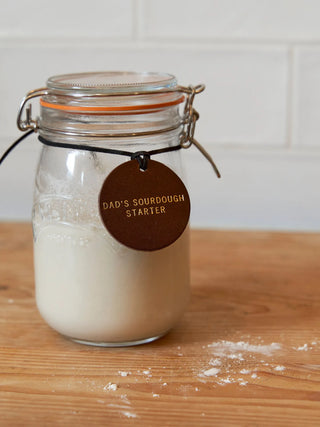 Personalised Leather Circle Label For Dad