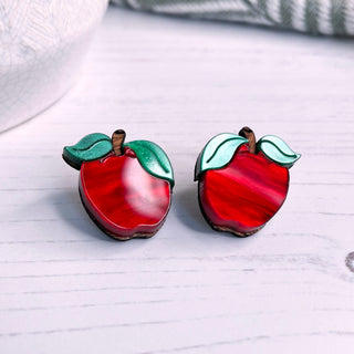 Green Apple Earring Studs by Bright Smoke